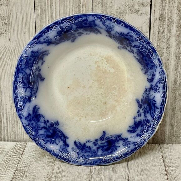 Antique W & E Corn Ayr England Flow Blue Vegetable Serving Bowl - Picture 2 of 7